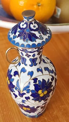 Chinese Vintage Export Ware Cloisonne Enamel Small Lidded Vase / Jar / Jug • $48