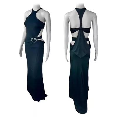 Tom Ford For Gucci F/W 2004 Embellished Plunging Cutout Black Evening Dress Gown • $12850