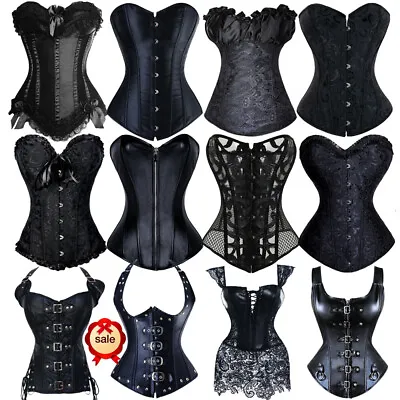 Black Sexy Bustier Underbust Lace Up Women Corset Top Steampunk Basques Lingerie • $23.99