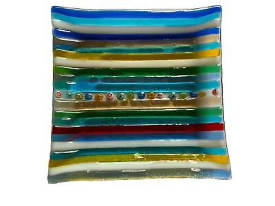 Murano/Art Glass Plate Multi Colour  Millefiori Venice Home Decor 14.5cm X 12cm • $38.62