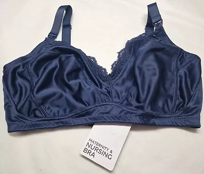 Ex M&S BEAUTIFUL NO WIRED  FULL  CUP NURSING BRA COLOUR NAVY SIZE 38H 1513 • £6.99