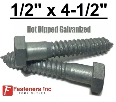 (Choose Qty) 1/2  X 4-1/2  Hot Dipped Galvanized Hex Head Lag Bolt Screw HDG • $21.96