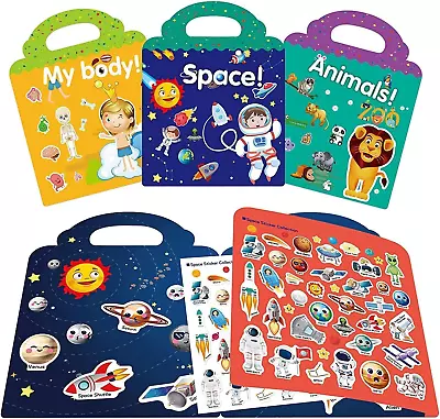 Reusable Sticker Books For Kids Toys For 2-5 Year Old Girls Boys Birthday Gifts • $28.56