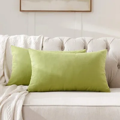 Pack Of 2 Green White Buffalo Check Cushion Covers Stripe Gingham Pillow Cases  • $18.95