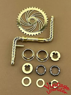 Vintage Lowrider Quadruple Twisted One Piece Gold Crank W/twisted Sprocket & B.b • $122.79