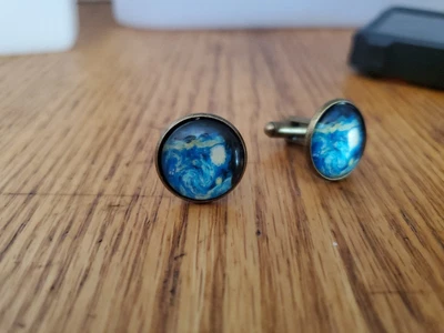£4.88 • Buy Vintage Women Men Van Gogh Art Copper Suit Sleeve Button Cufflinks Patina 