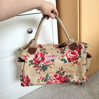 Cath Kidston Floral Oilcloth Beige Roses Day Shoulder Bag Handbag Cotton Cottage • £15