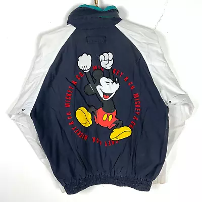 Vintage Mickey Mouse Jacket Large Blue Windbreaker Mickey & Co Full Zip • $33.99