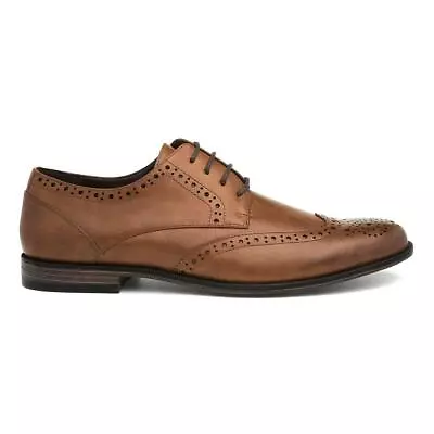 Beckett Mens Shoes Tan Adults Brogues Lace Up Workwear Special Occasion SIZE • £19.99