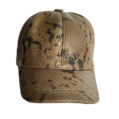 Python Snake 100% Genuine Lambskin Leather Baseball Cap Hat Sports • £19.99