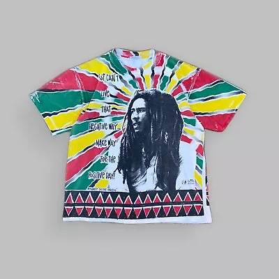 Vintage 90s Bob Marley Shirt Single Stitch AOP Size XL • $200