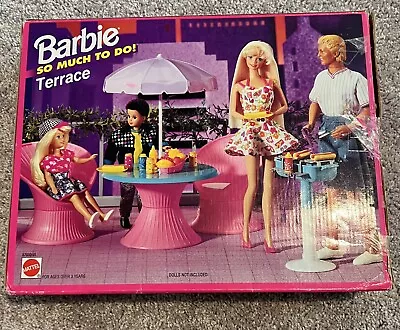 Vintage 90s Barbie So Much To Do Terrace Playset With Original Box • $0.99