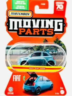 £17.99 • Buy In Hand - Matchbox - Moving Parts - 2021 Fiat 500 - Blue - Opening Boot - 1/64