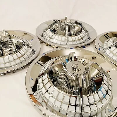 $369 • Buy 15  Classic Custom Spider Hub Caps X 4 - White Checker- Chrome Plated