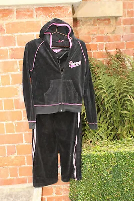 £25.99 • Buy 💅PINEAPPLE💃Y2K Velour Jogging Suit,Dance Black Pink Size Small/Medium,8 10