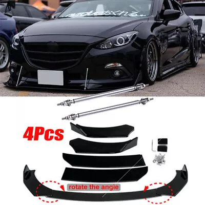 For Mazda Speed3 6 RX CX MX Black Front Bumper Lip Splitter Spoiler + Strut Rods • $75.65