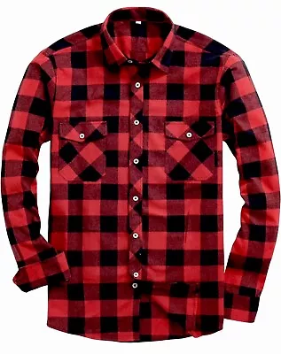 Mens Flannel Shirt NEW Size XL Red Black Buffalo Plaid Pockets Button Front NWT • $24.50