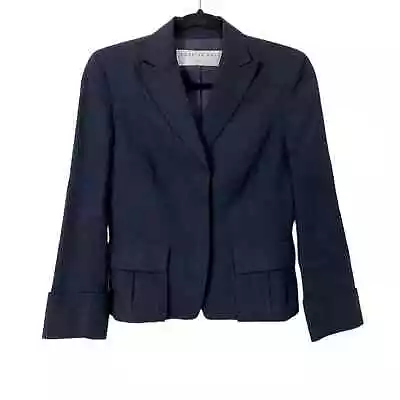 Charles Nolan New York Navy 100% Linen Jacket Women’s Size 2 • $48