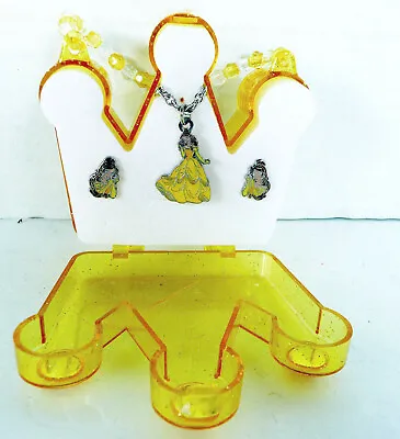 Vintage Disney Childs Cinderella Necklace & Ear Rings In A Crown Plastic Box • $8.95