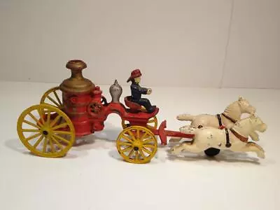 Vintage Kenton Cast Iron Horse Drawn Fire Engine Pump Wagon • $25