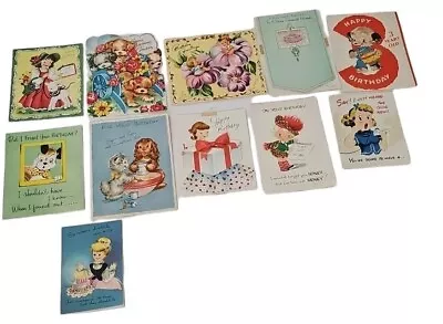 Lot Of 11 Vintage 1940-50s Birthday Cards Ephemera Scrapbooking Dogs Girls 4 • $18