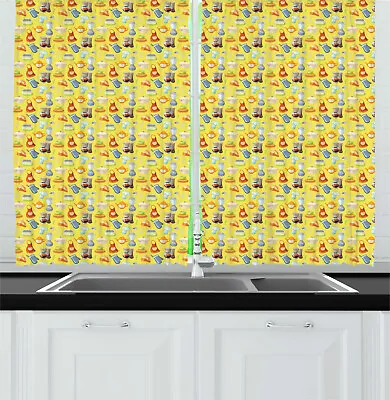 Colorful Kitchen Curtains 2 Panel Set Window Drapes 55  X 39  • $28.99