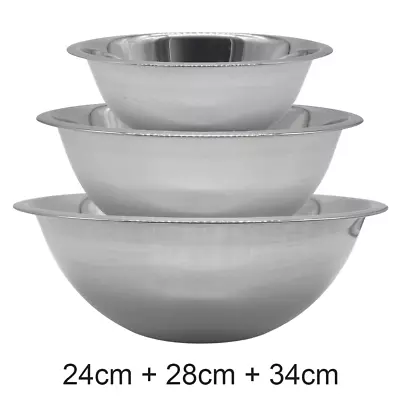 Stainless Steel DEEP MIXING BOWL Flat Base Cooking Baking Metal Different Sizes • £6.99