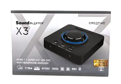 T CREATIVE SOUND BLASTER X3 Hi-Res 7.1 Super X-FI USB Dac With Headphone Ampli • $199.99