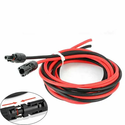 1 Pair Solar Panel Extension Cable Wire Black&Red 10 AWG Connector 6mm² PV Cable • £10.89