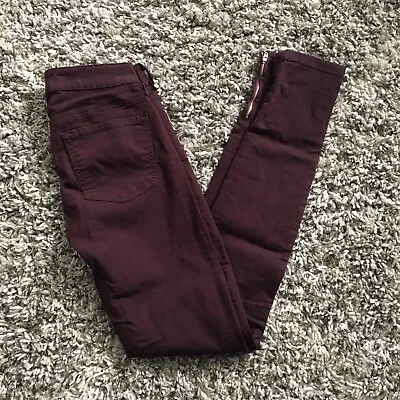 Vince Women's 24 Burgundy Dark Raisin Zipper Detail Skinny Jeans Size 24 • $10