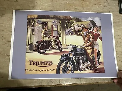 Vintage Triumph Motorcycle Poster Advertisement T211 • $15