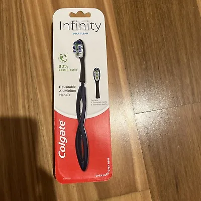 Colgate Toothbrush Infinity Deep Clean Reuseable Aluminium Handle Kit 2 Heads • $22