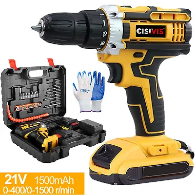 21V Cordless Drill Electric Screwdriver Impact Driver Combi Drills Kit+2 Battery • £25.99