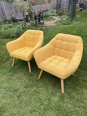 2 X Yellow Fabric Tub / Armchairs • £45