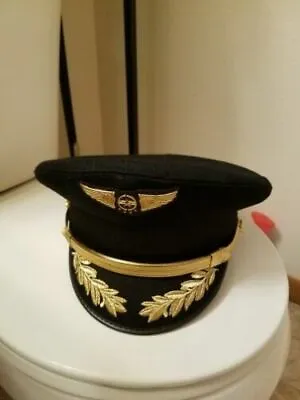 £17.99 • Buy Custom Upscale Pilot Cap Uniform Hat Airline Captain Hat Black Hat Gift