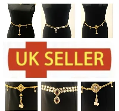 £14.99 • Buy Crystal Diamante Girls Women Waist Chain Belly Beach Saree Dress Belt/Necklace