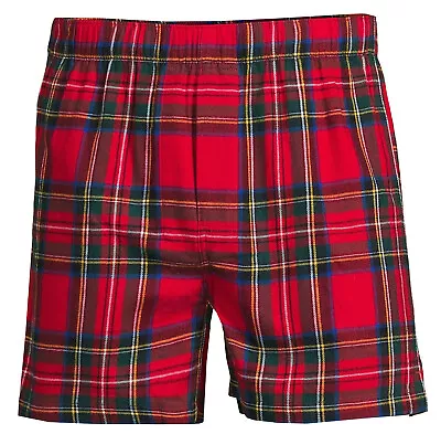 🆕️Lands End Mens XL Royal Stewart Red Scotch Plaid Cotton Flannel Boxer Shorts • $20