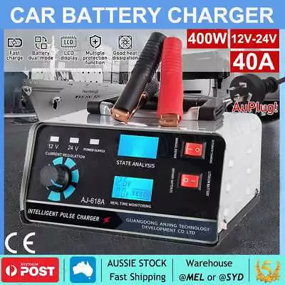 400W 40A 12V/24V Car  Automatic Battery Charger Smart Pulse Repair Trickle AU • $46.45
