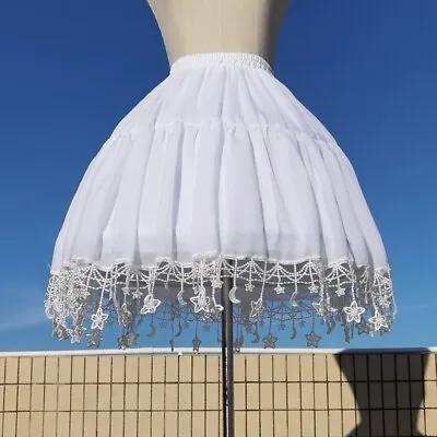 £20.86 • Buy Lolita Petticoat Crinoline Mesh Tutu Skirt Moon Star Ruffle Underskirt Cosplay