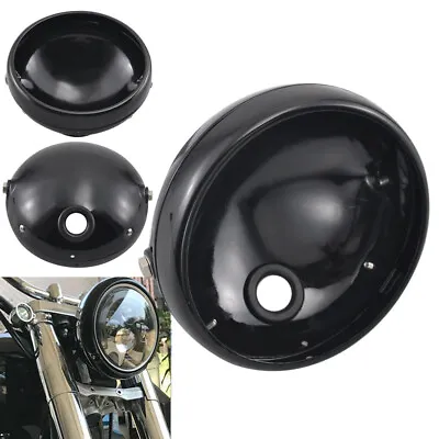 7 Inch Motorcycle Headlight Shell Retro Bucket Black Modified Headllamp Housing • $24.99