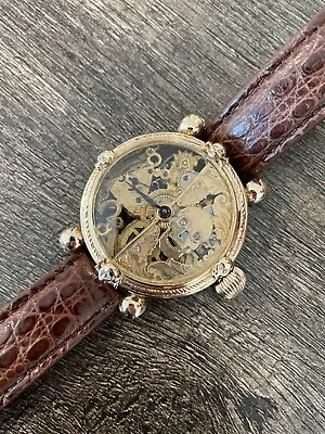 Extremely Rare Vintage OMEGA Gold Skeleton Masonic MEN's Watch Swiss • $10500