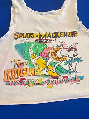 Bud Light Spuds McKenzie Tank Top Sleeveless T-Shirt (XL?) Crop Cut Budweiser • $14.99