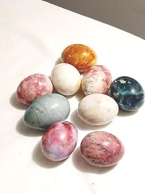 Vintage Itallian Allabaster Marbled Stone Eggs (9) • $15.99