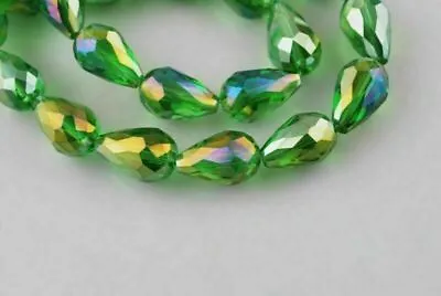 £3.90 • Buy 20Pcs Crystal Tear Drop Glass Loose Spacer Beads DIY Jewelry Making 10x15mm