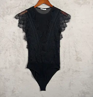$12.50 • Buy Zara BodySuit Womens Small Black Lace  Sleeveless