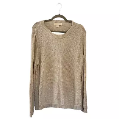 Michael Kors Beige Cable Knit Open Back Sweater Sz XL • $40