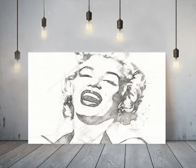 £59.99 • Buy Marilyn Monroe 2 -deep Framed Canvas Wall Sketch Art Picture Paper Print- Grey