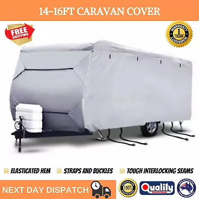 Caravan Cover Heavy Duty 14-16ft Campervan Top UV 4 Layer Camper Pop Waterproof • $119.10