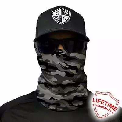 Adult UV Face Shield Neck Gaiter Balaclava Face Mask - Grey Military Camo • $5.99