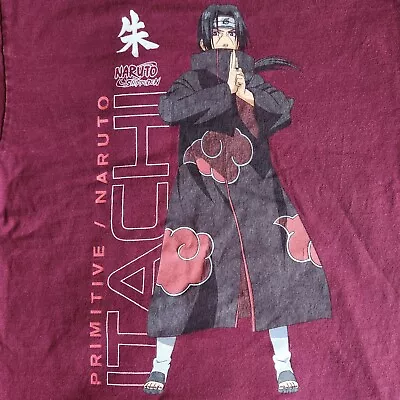 Primitive X Naruto Shippuden Itachi Uchiha M Burgundy Red Anime Graphic T-Shirt • $9.95